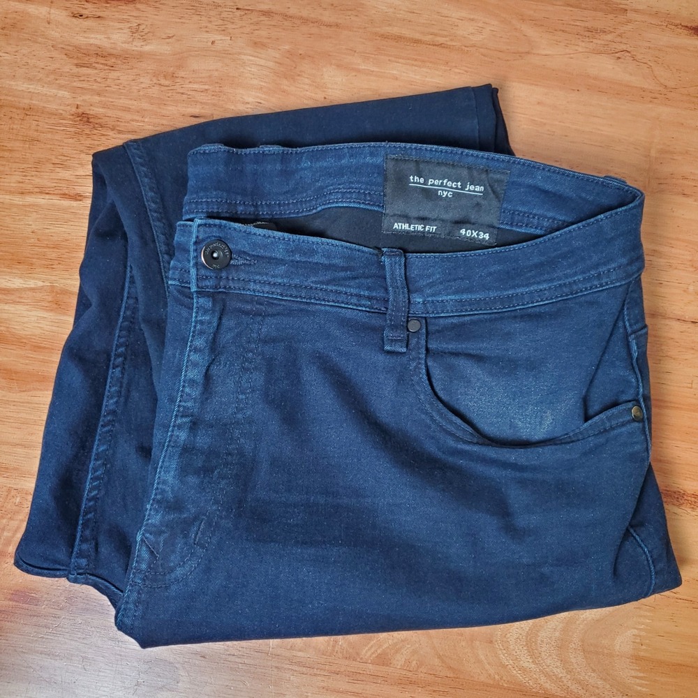 The Perfect Jean NYC Athletic Fit Men's 40x34 Dark Wash Blue Straight Stretch